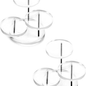 oem/odm qwork round acrylic products display riser stands, 3 tier jewelry display stands for rings earrings,mini figurines, clear, 2 pack wholesale supplier & factory