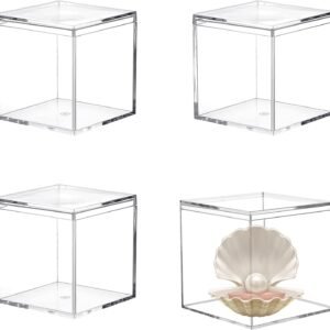 oem/odm acrylic box 4 packs clear boxes with lid acrylic square cube for display jewelry storage party decorative box wholesale supplier & factory