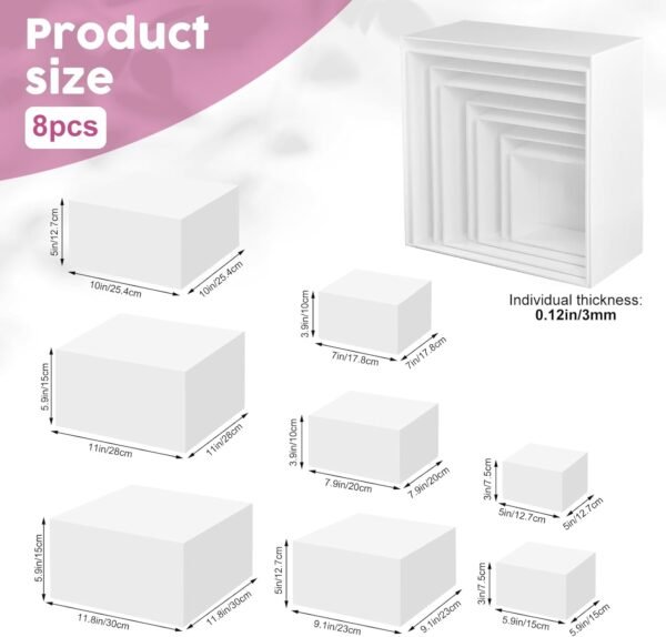 oem/odm buffet risers, 8 pcs large white acrylic food risers, dessert table display set for buffet table, acrylic display stands for catering dessert jewelry figures show ( 5" 6" 7" 8" 9" 10" 11" 11.8") wholesale supplier & factory