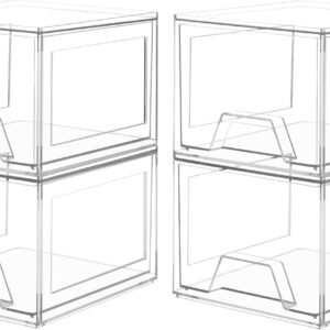 oem/odm 4 pack stackable organizer drawers, 4.4" tall clear bathroom makeup organizer and storage, acrylic small organizers bins for vanity, undersink, bathroom, pantry, kitchen cabinets wholesale supplier & factory