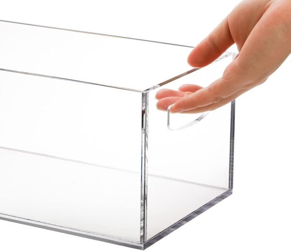 oem/odm frcctre 2 pack acrylic dvd/cd storage box, clear dvd holder case with handles, stackable storage container shelf organizer bin for cds, video games, blu-ray, books, home, office wholesale supplier & factory