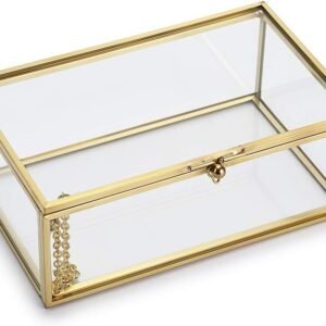 oem/odm hipiwe vintage glass keepsake box, rectangle jewelry display organizer box vanity lidded box home decor accent decorative box for storage trinket rings bracelet wholesale supplier & factory