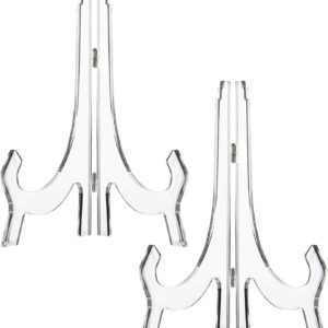 oem/odm 2 pieces, 9.8 inches clear acrylic easels display stands/plate stands for display photos holder picture frames or other items at weddings, birthdays, home decoration, tables wholesale supplier & factory