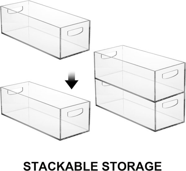 oem/odm frcctre 2 pack acrylic dvd/cd storage box, clear dvd holder case with handles, stackable storage container shelf organizer bin for cds, video games, blu-ray, books, home, office wholesale supplier & factory