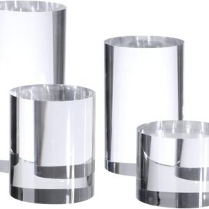oem/odm clear polished acrylic cube cylinder round photo props, transparent solid acrylic display blocks for photography boutique jewelry cosmetic crafts closet show, 4 pcs (transparent cylinder) wholesale supplier & factory