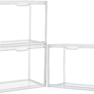 oem/odm acrylic display case 3 pack acrylic box with magnetic door clear plastic stackable storage bins with lids large , figures collectibles display bag organizer wholesale supplier & factory