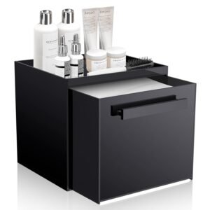 oem/odm disposable face towel storage box compatible with clean skin club clean towel xl acrylic cosmetic organizer container box facial towels holder with drawer wall-mounted (glossy black) wholesale supplier & factory