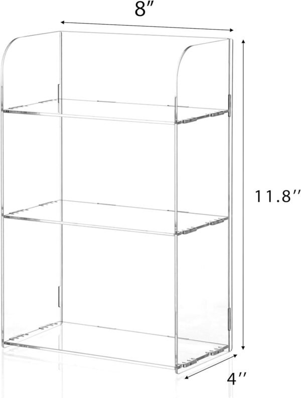 oem/odm jusalpha 3 tier clear acrylic bathroom organizer shelf for cosmetic perfume makeup toy spices standing tabletop vanity tray shelf multifunctional sturdy display showcase (8''x 4''x 12'')… wholesale supplier & factory