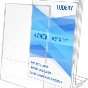 oem/odm acrylic sign holder 8.5 x 11, vertical slanted back sign holder , acrylic stands for display 8.5 x 11, tabletop sign holder for for home, office, store, restaraunt - 4pack (4) wholesale supplier & factory