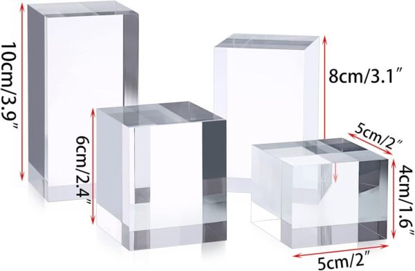 oem/odm hipiwe 4pcs acrylic display risers stand clear square action figures collection organizer holder collectibles display blocks tabletop jewelry perfume display stand photography props wholesale supplier & factory