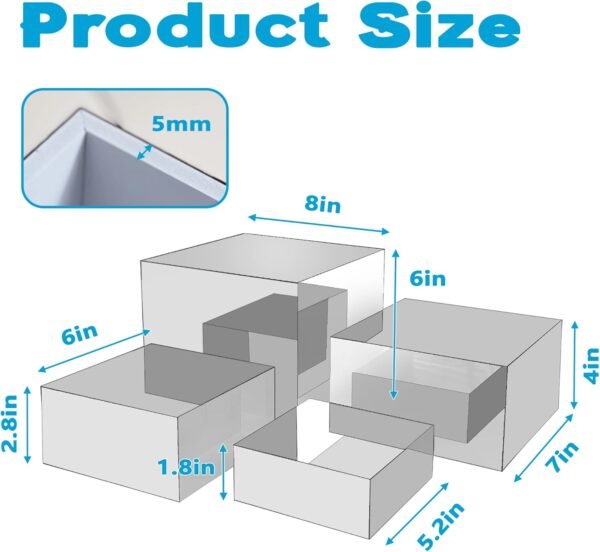 oem/odm 4pcs acrylic risers display stands, food risers for buffet table, table risers for display, acrylic riser for display, acrylic cube mirror risers for catering dessert, jewelry collectibles party, silver wholesale supplier & factory
