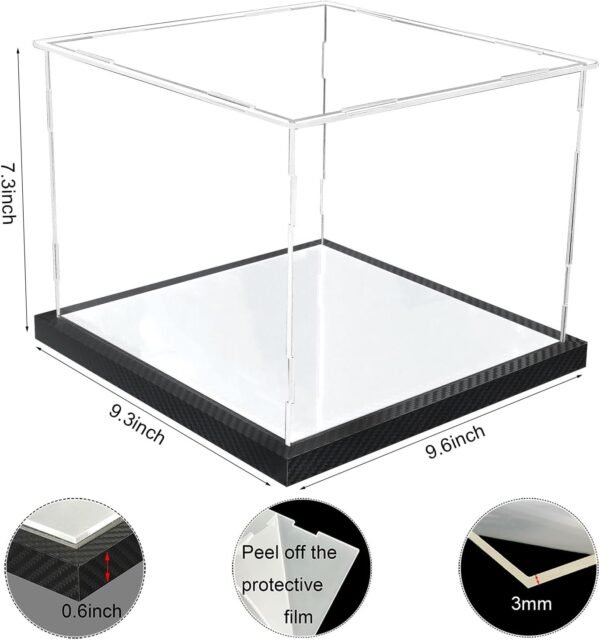 oem/odm clear hat display case acrylic baseball cap holder stand transparent hat storage box dustproof square uv protection cabinet with carbon fiber skin base and removable mirror base wholesale supplier & factory