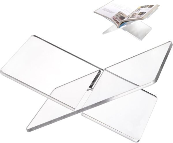 oem/odm peohud acrylic book holder, clear book display stand, large open reading stand for cookbook, magazines, textbook, art book, recipe, kitchen counter, coffee table, 12 x 7 x 5.7 inches wholesale supplier & factory