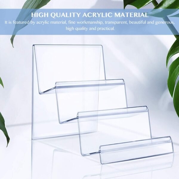 oem/odm stobaza acrylic wallet display stand holder 3 tier acrylic jewelry display riser shelf for handbag purse display retail store holder shelf cosmetic display racks, transparent wholesale supplier & factory