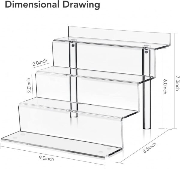 oem/odm 9 inch acrylic shelf in 3 pack, 4 tier perfume organizer cologne organizer, funko pop shelves tiered riser display stand, acrylic display for decoration and organizer wholesale supplier & factory