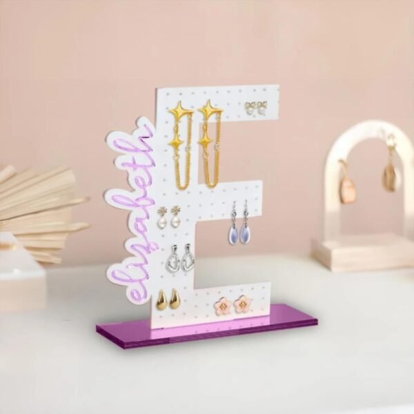 oem/odm custom engraved acrylic earring display stand with name,personalized letter earring holder,hanging earrings holder for table,jewelry organizer for girls young,mom,birthday gift (1pcs) wholesale supplier & factory