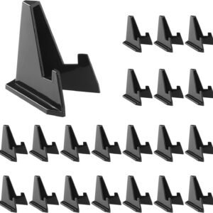 oem/odm 20 pack card stands, acrylic card display, mini sports card holder, black card stands for displaying trading cards, baseball cards, challenge medals, coins, graded card (2.28 inch tall) wholesale supplier & factory