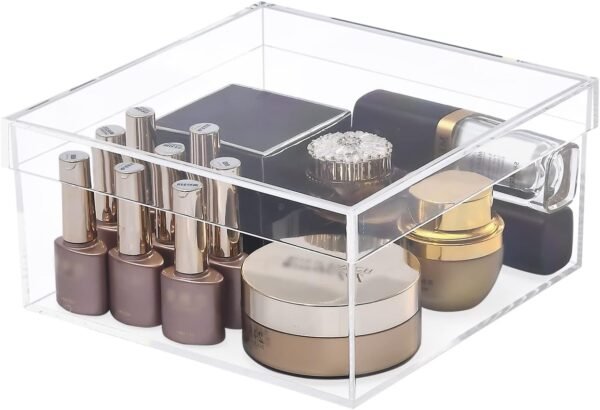 oem/odm clear acrylic square cube plastic box, plastic acrylic gift box rectangle cube containers with lid, storage boxes 7.9x7.9x3.9 inches for craft supplies, sewing home organizers wholesale supplier & factory