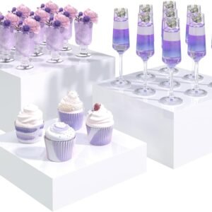 oem/odm buffet risers, food display risers for party, white acrylic risers display stand for buffet table, catering displays for dessert, cube box nesting riser with hollow bottoms (8"x9"x10" 3pcs) wholesale supplier & factory