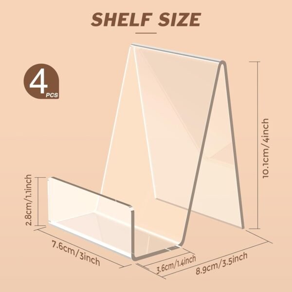 oem/odm 4 pack acrylic book stand, book holder for display, clear easel stand for display, display holder for postcard, cd, frame, picture, magazine, plate, phone, sticker wholesale supplier & factory