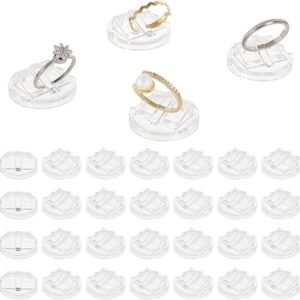 oem/odm ahandmaker 30 pcs acrylic ring display holder, transparent ring showcase display ring blocks for selling jewelry storage organizers for wedding ring display home retail shop shows photo prop, round wholesale supplier & factory