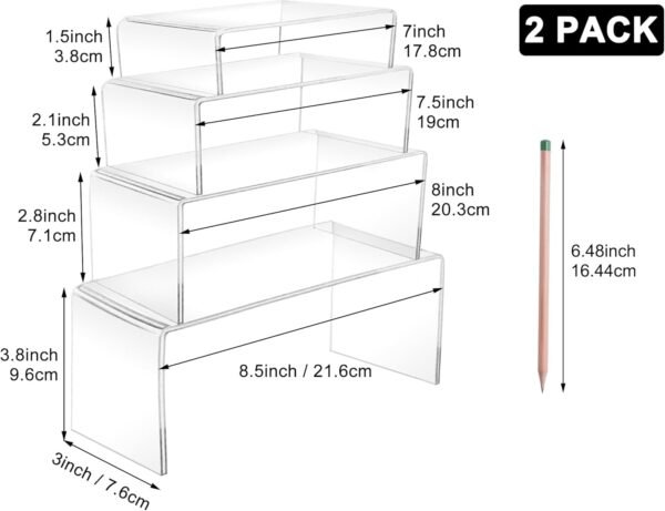 oem/odm 8 pcs acrylic display risers(8.5",8",7.5",7") ,clear product stand,cupcakes holder dessert display transparent showcase stands, candy bar risers, acrylic lifts display for figures wholesale supplier & factory