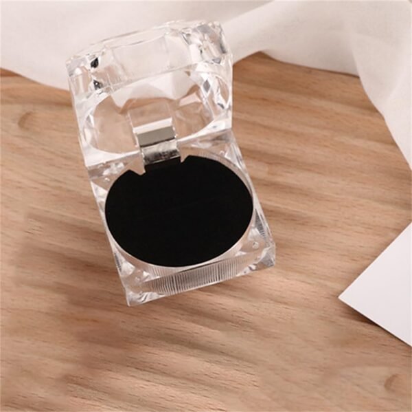 oem/odm thickened clear crystal ring gift boxes earrings jewelry storage box acrylic display organizer case for all kinds of ring earrings velvet insert black, 1.8"" x 1.8"" x 1.6"", transparent wholesale supplier & factory
