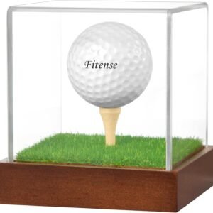 oem/odm golf ball display case clear acrylic trophy stand cube holder with solid wood base & tee, anti-dust transparent storage box for special golf ball collections, ideal for collections & gifts wholesale supplier & factory