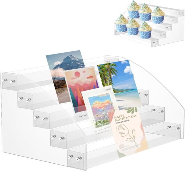 oem/odm 5 tier greeting card display rack, clear acrylic sticker display stand for vendors retail display photo stand for counter tabletop display supplies wholesale supplier & factory