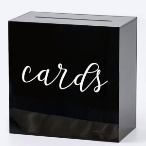 oem/odm jupdec wedding card box for reception with slot, 10" large black acrylic box diy card storage box for gifts, souvenirs, donations, card box holder for baby showers birthday party graduations wholesale supplier & factory