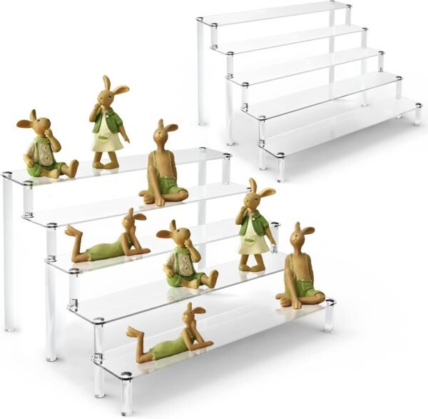 oem/odm ulendis 2 pack 5 tier acrylic display risers stand shelf, acrylic dessert stands for display for collectibles cupcakes perfumes jewel, tabletop perfume cupcake stand for decorating & organizing… wholesale supplier & factory