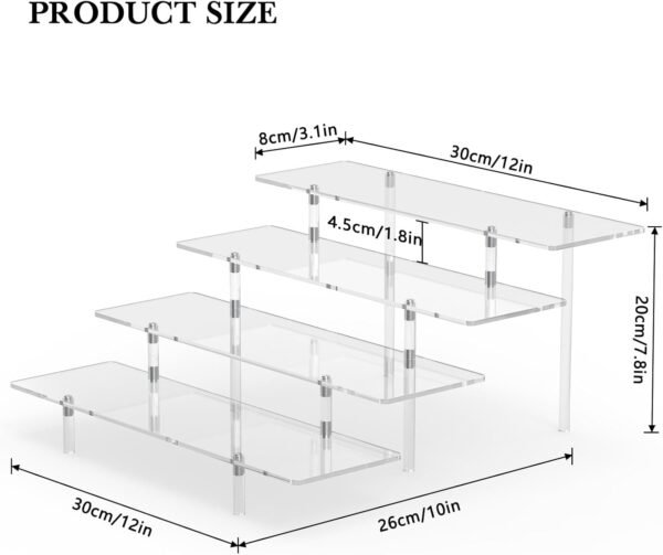 oem/odm acrylic display riser stand shelf clear 4 tier cupcake stand perfume display holder figures desktop decoration and organizer showcase toys retail display rack candy dessert buffet 4 steps collection wholesale supplier & factory