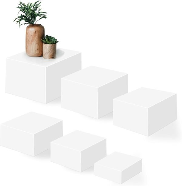 oem/odm 6 steps display stands, white acrylic buffet risers, food display risers for party with hollow bottoms wholesale supplier & factory