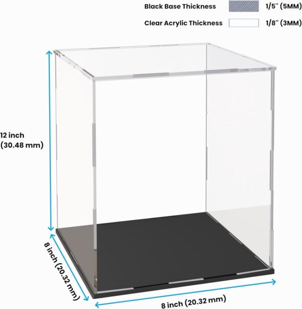 oem/odm acrylic display case for collectibles and toys, versatile clear acrylic display box with black base for action figures and trophy, 8x8x12-inch wholesale supplier & factory