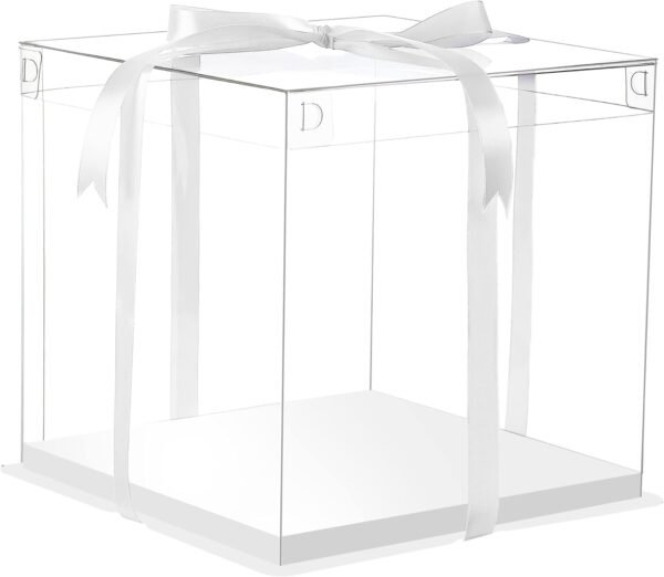 oem/odm xininsun 6pcs tall cake boxes clear cake box with ribbon, 12x12x 10inch,ideal for large 10" and 12" inch tall layer tiered cakes and clear gift boxes for wedding party and gift display - white wholesale supplier & factory