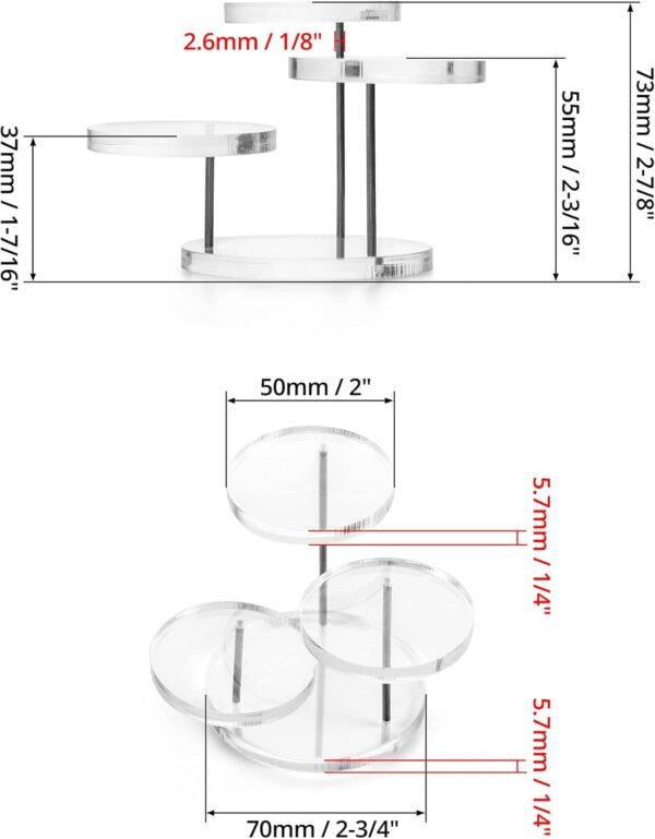 oem/odm qwork round acrylic products display riser stands, 3 tier jewelry display stands for rings earrings,mini figurines, clear, 2 pack wholesale supplier & factory