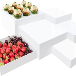 oem/odm buffet risers, 6pcs acrylic display boxes cube riser, food display stands for party buffet risers cake stand acrylic square food display set dessert table display nesting riser jewelry display holder (white) wholesale supplier & factory