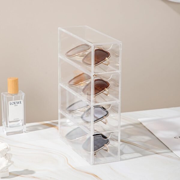 oem/odm sunglass storage box, acrylic eyeglass organizer, make-up storage drawer tray, jewelry trays, type strong load-bearing easy access 4-layer transparent visual sunglasses case home office using wholesale supplier & factory