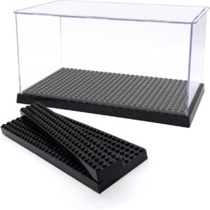 oem/odm acrylic display case for figures dustproof, clear display box with building base, collection bricks storage blocks aciton figure showcase(black) wholesale supplier & factory