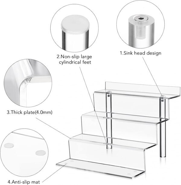 oem/odm 9 inch acrylic shelf in 3 pack, 4 tier perfume organizer cologne organizer, funko pop shelves tiered riser display stand, acrylic display for decoration and organizer wholesale supplier & factory