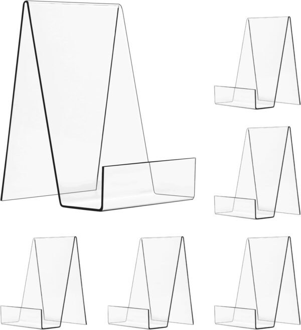 oem/odm 6 pack acrylic book stand, clear book display holder, book easel stand for display tablets, album, postcard, artworks, magazines, notebooks, textbooks, cds, etc (6 inch) wholesale supplier & factory