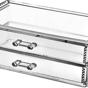 oem/odm makeup organizer 2 drawer transparent acrylic makeup storage box desk jewelry & clear cosmetic organizer vanity storage display box dustproof drawer storage for make up, jewelry, pen wholesale supplier & factory