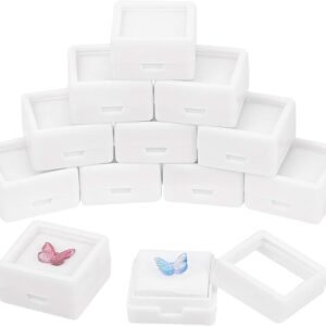 oem/odm benecreat 36pcs white gemstone display box mini square acrylic jewelry box container 1.2x1.2x0.6 with clear top lids and sponge for festival gems, coins，jewelry packing wholesale supplier & factory
