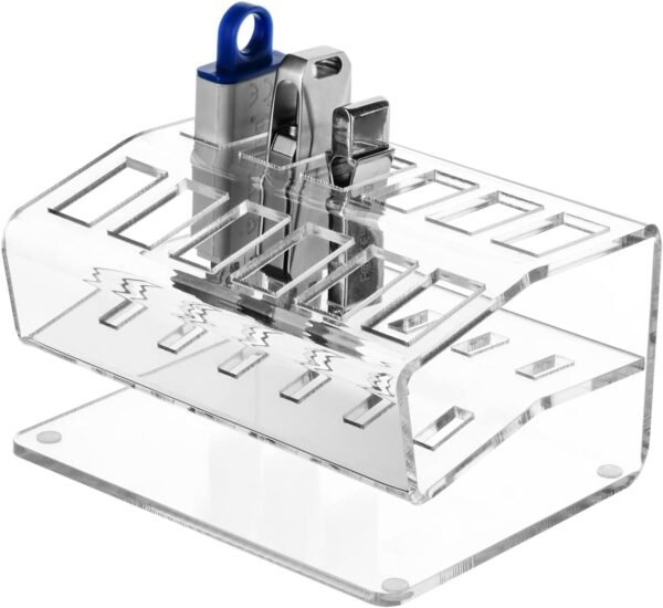 oem/odm usb flash drive holder stand usb memory stick storage organizer, acrylic usb flash drive case rack holds up to 12 usb flash drives thumb drives jump drives - clear wholesale supplier & factory