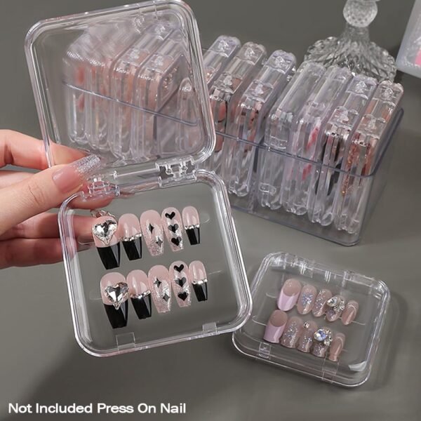 oem/odm 12 pcs 2.75" press on nail storage box container false nail organizer acrylic display case packaging box with adhesive double sided tape for nail art (not included press on nail) wholesale supplier & factory