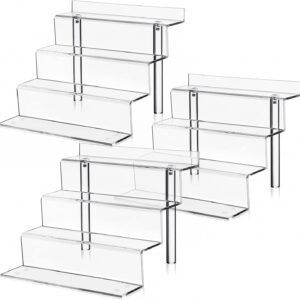 oem/odm 9 inch acrylic shelf in 3 pack, 4 tier perfume organizer cologne organizer, funko pop shelves tiered riser display stand, acrylic display for decoration and organizer wholesale supplier & factory