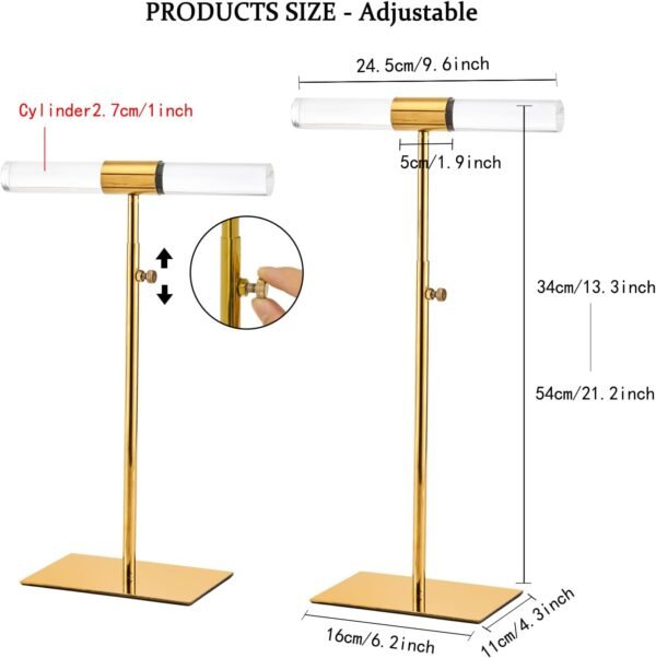 oem/odm set of 2 acrylic display stand jewelry towers stands stainless steel adjustable height long necklaces stand tabletop jewelry organizer for home store boutique wholesale supplier & factory