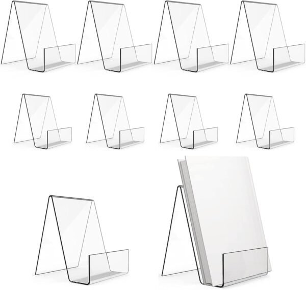 oem/odm dicunoy 10pcs acrylic book stands, clear display easel, art display holder for picture album, brochure, paperbacks on tabletop, shelves, classroom, library, store wholesale supplier & factory
