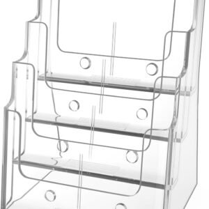 oem/odm maxgear acrylic brochure holder 8.5 x 11 inch, 4 tier clear literature organizer magazine stand display with removable divider for 4 x 9 inch brochures, pamphlet, wall mount or countertop wholesale supplier & factory