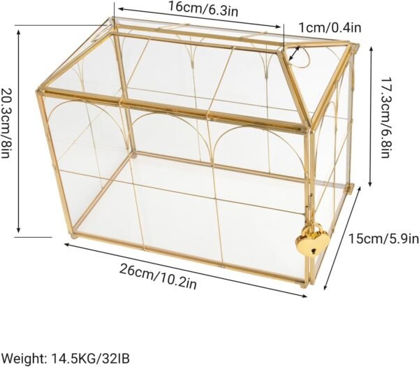 oem/odm wedding glass cards box with slot - 10.26 x 5.91 x 7.99 inch, envelope card for birthday party reception box, home tabletop decor clear black terrarium with lock glass terrarium wholesale supplier & factory